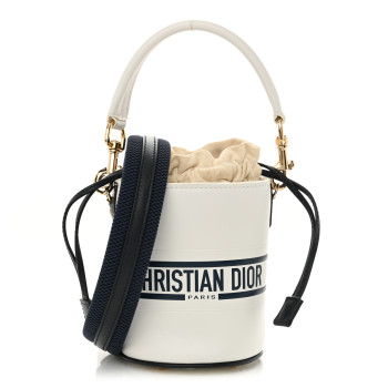 CHRISTIAN DIOR Calfskin Micro Dior Vibe Bucket White Blue