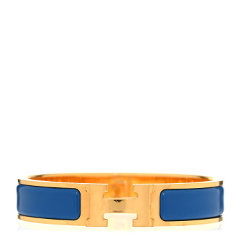 HERMES Narrow Enamel Clic Clac H Bracelet PM Bleu Electrique