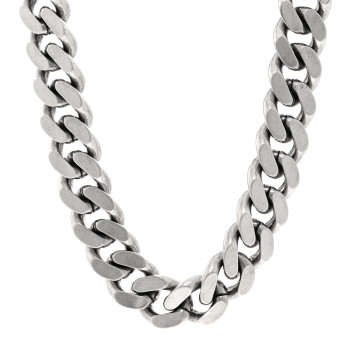 SAINT LAURENT Metal Curb Chain Necklace Oxidized Silver