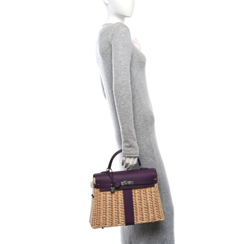 HERMES Wicker Swift Picnic Kelly 35 Naturel Cassis