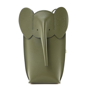 LOEWE Calfskin Elephant Pouch Crossbody Bag Avocado