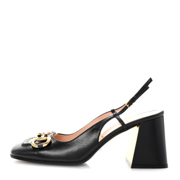 GUCCI Malaga Kid Horsebit 75mm Slingback Pumps 40 Black
