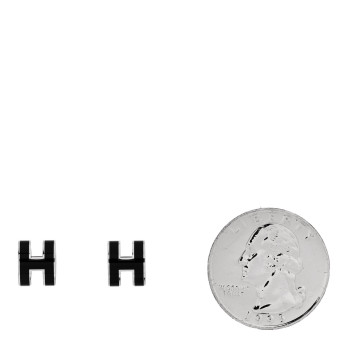 HERMES Palladium Lacquered Mini Pop H Earrings Black