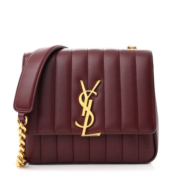 SAINT LAURENT Lambskin Matelasse Monogram Medium Vicky Chain Bag Rouge Legion SAINT LAURENT Lambskin Matelasse Monogram Medium Vicky Chain Bag Rouge Legion