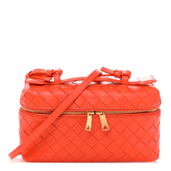 BOTTEGA VENETA Calfskin Intrecciato Bang Bang Vanity Case Orange