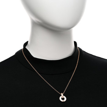 BULGARI 18K Rose Gold Diamond Mother of Pearl Openwork Pendant Necklace