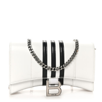 BALENCIAGA X ADIDAS Box Calfskin Hourglass Chain Bag White