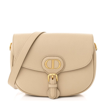 CHRISTIAN DIOR Grained Calfskin Medium Bobby Flap Beige