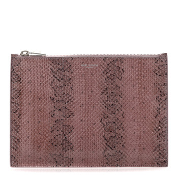 SAINT LAURENT Snakeskin Zip Pouch Purple Multicolor