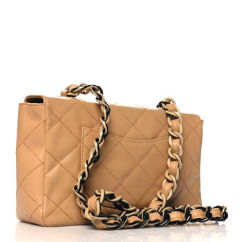 CHANEL Lambskin Quilted Medium Single Flap Beige