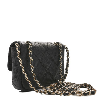 CHANEL Caviar Quilted Mini Chain Belt Bag Black