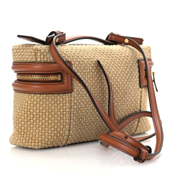 BOTTEGA VENETA Nappa Jute Intrecciato Bang Bang Vanity Case Cane Sugar Light Wood