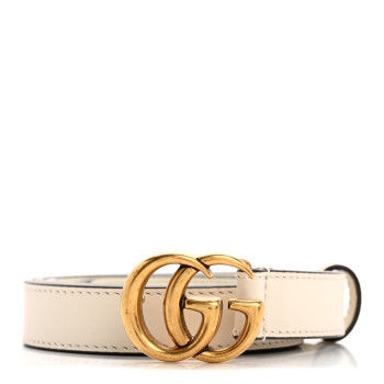 GUCCI Calfskin Double G 20mm Belt 80 32 Mystic White