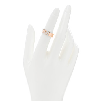 HERMES 18K Rose Gold Diamond PM H D'Ancre Ring 51 5.75