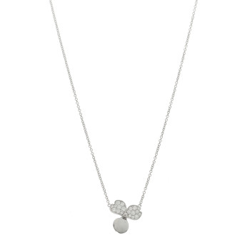 TIFFANY Platinum Diamond .17ctw Small Paper Flowers Pendant Necklace
