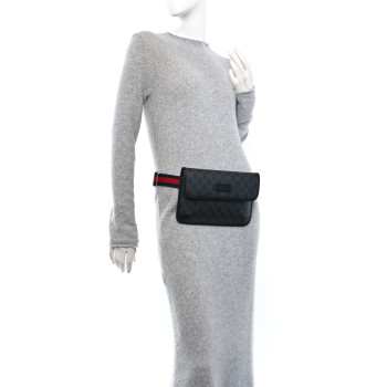 GUCCI GG Supreme Monogram Web Slim Belt Bag Black Grey