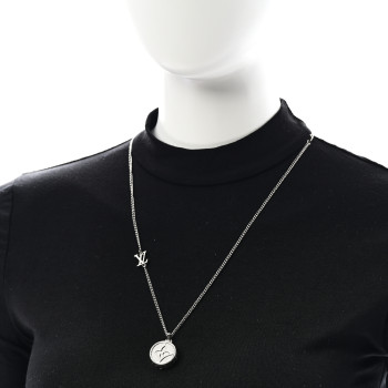 LOUIS VUITTON Metal Crystal Twisted Flower Pendant Necklace Silver