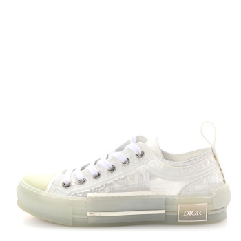 CHRISTIAN DIOR PVC Oblique Embossed Womens B23 Low Top Sneakers 37 White