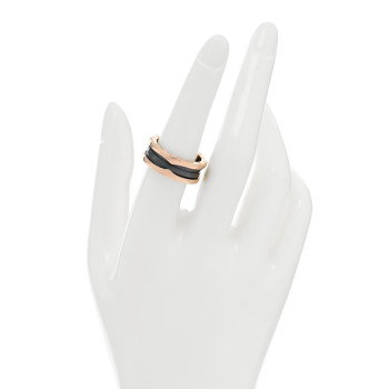 BULGARI 18K Rose Gold Black Ceramic B.Zero1 Two-Band Ring 56 7.5