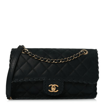 CHANEL Iridescent Calfskin Small Happy Stitch Flap Black