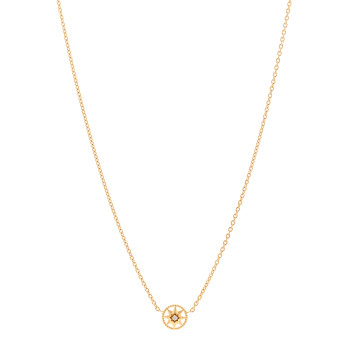 CHRISTIAN DIOR 18K Yellow Gold Diamond Mini Rose Des Vents Necklace
