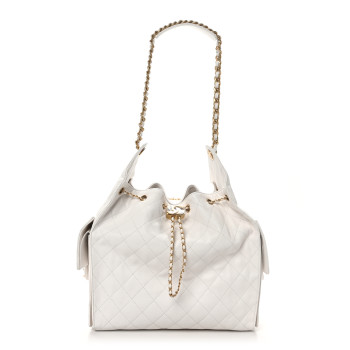 CHANEL Caviar Quilted Medium Chanel 25 Handbag White