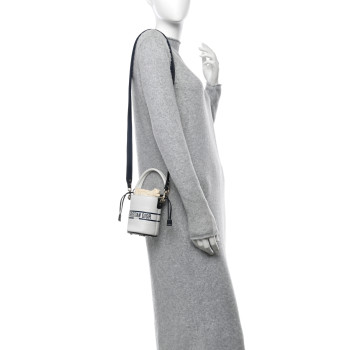 CHRISTIAN DIOR Calfskin Micro Dior Vibe Bucket White Blue