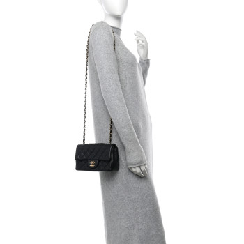 CHANEL Lambskin Quilted Mini Rectangular Flap Black