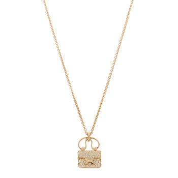 HERMES 18K Rose Gold Diamond Constance Amulette Pendant Necklace