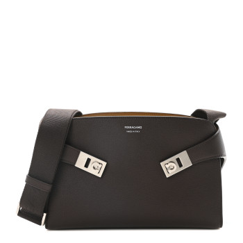 SALVATORE FERRAGAMO Calfskin Hug Messenger Bag Testa Di Moro