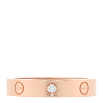CARTIER 18K Pink Gold Diamond 4mm LOVE Wedding Band Ring 55 7.25