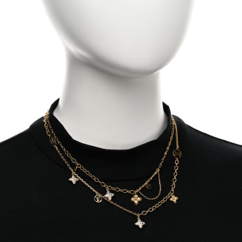 LOUIS VUITTON Metal Blooming Strass Necklace Gold