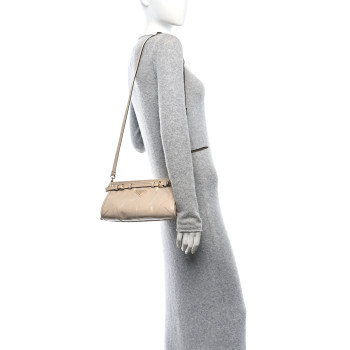 PRADA Glossy Calfskin Triangle Small Bonnie Shoulder Bag Travertine