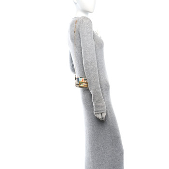 FENDI Kuban Canvas FF Embroidered Nano Baguette Charm Grezzo Multicolor