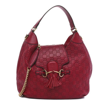 GUCCI Soft Guccissima Medium Emily Hobo Classic Ruby