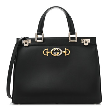 GUCCI Smooth Calfskin Medium Zumi Top Handle Bag Black