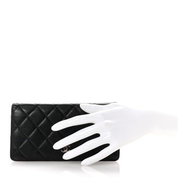 CHANEL Lambskin Quilted Yen Wallet Black