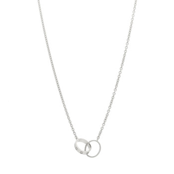 CARTIER 18K White Gold Interlocking LOVE Necklace