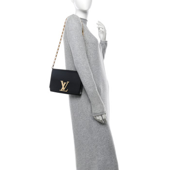 LOUIS VUITTON Calfskin Chain Louise GM Black