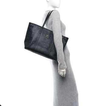MCM Visetos Large Toni Shopper Tote Black