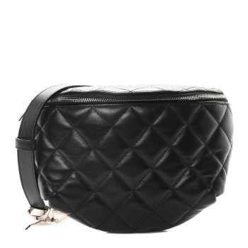 CHANEL Calfskin Quilted Waist Belt Bag Black