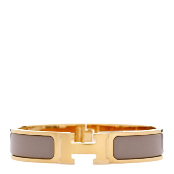 HERMES Enamel Narrow Clic Clac H Bracelet PM Marron Glace