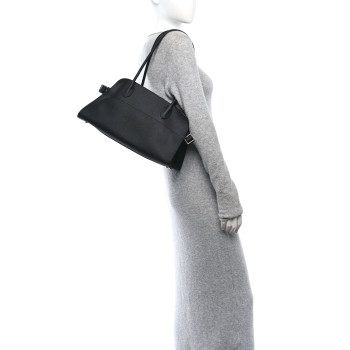 THE ROW Matte Grained Calfskin Margaux Shoulder 12 Black