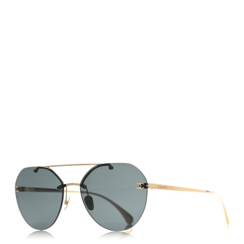 CHANEL Titanium CC Pilot Aviator Sunglasses 4272-T Gold