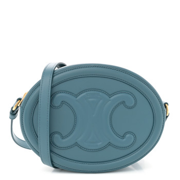 CELINE Smooth Calfskin Cuir Triomphe Oval Bag Denim