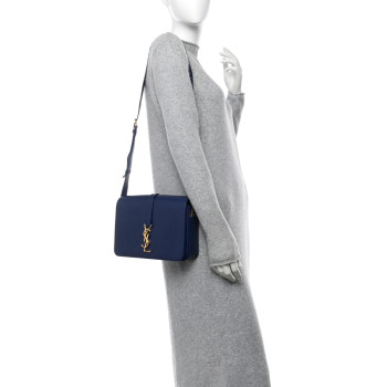 SAINT LAURENT Smooth Calfskin Medium Classic Monogram Universite Bag Deep Marine