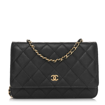 CHANEL Caviar Quilted Wallet on Chain WOC Black