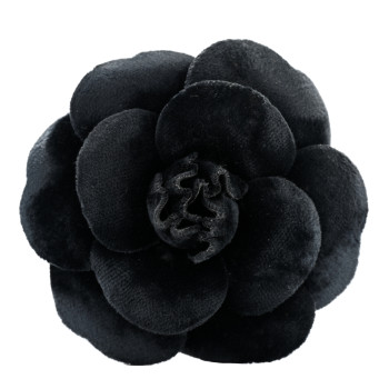 CHANEL Velvet Camellia Brooch Pin Blue