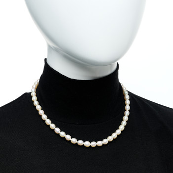 TIFFANY Sterling Silver Freshwater Cultured Pearl 6.5-7mm Strand Necklace
