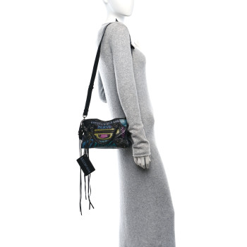 BALENCIAGA Agneau Arena Graffiti All Over Classic Hardware Mini City Black Multicolor